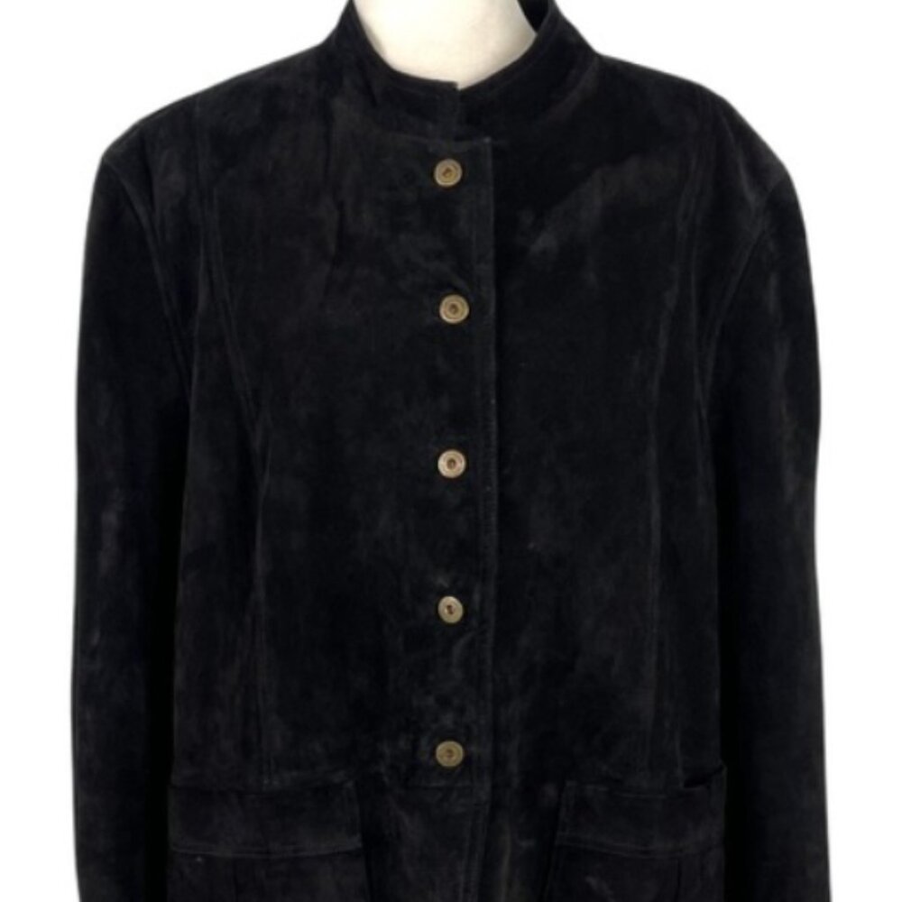 Black Suede Jacket Liz Claiborne vintage coat size 3x